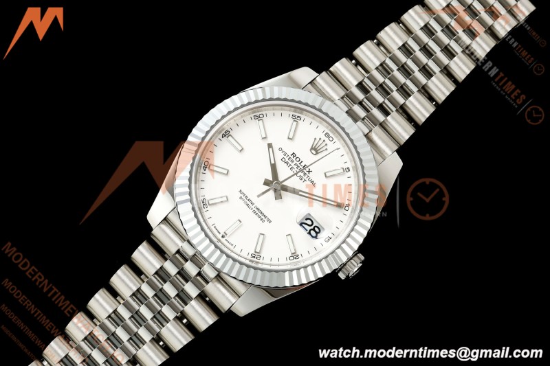 Rolex - Datejust 126334 41mm Jub Flt 904L SS/SS Wht/Stk MZF JH3235