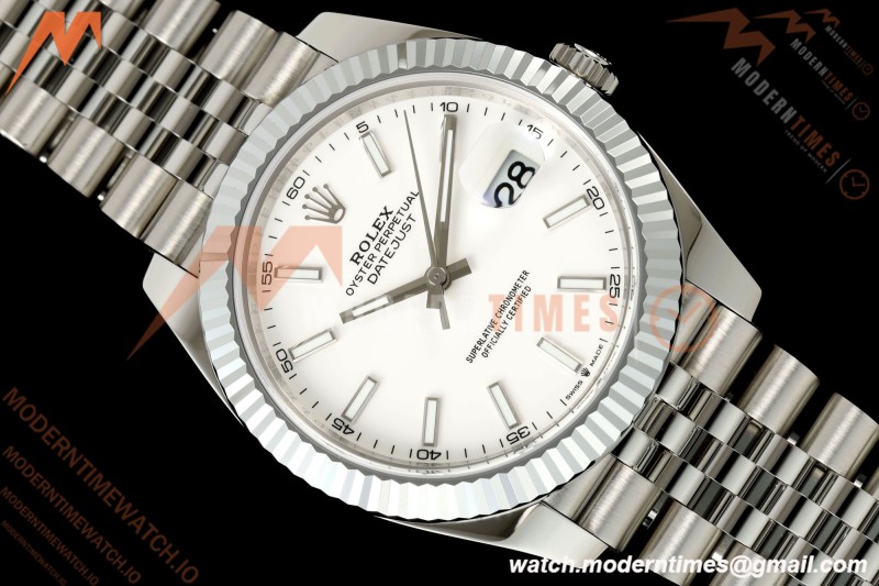 Rolex - Datejust 126334 41mm Jub Flt 904L SS/SS Wht/Stk MZF JH3235