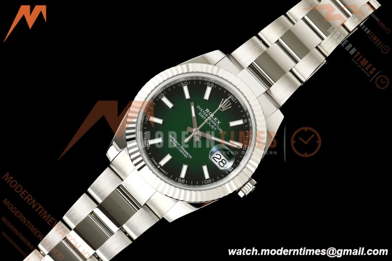Rolex - Datejust 126334 41mm Oys Flt 904L SS/SS Ombre Green/Stk ERF JH3235 Free Sprung