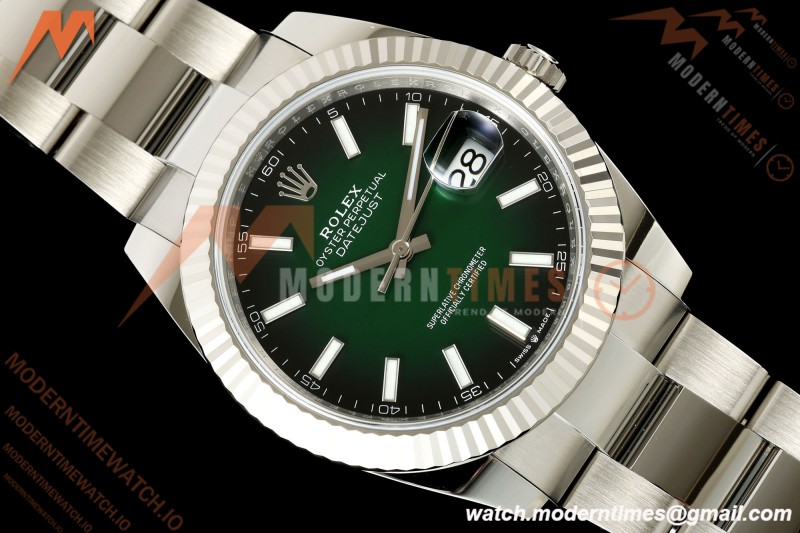 Rolex - Datejust 126334 41mm Oys Flt 904L SS/SS Ombre Green/Stk ERF JH3235 Free Sprung