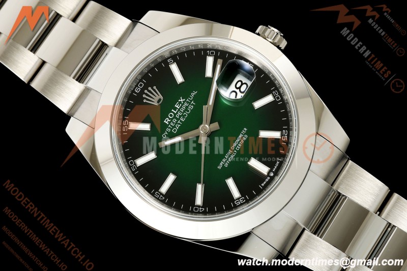 Rolex - Datejust 126334 41mm Oys Smth 904L SS/SS Ombre Green/Stk ERF JH3235 Free Sprung