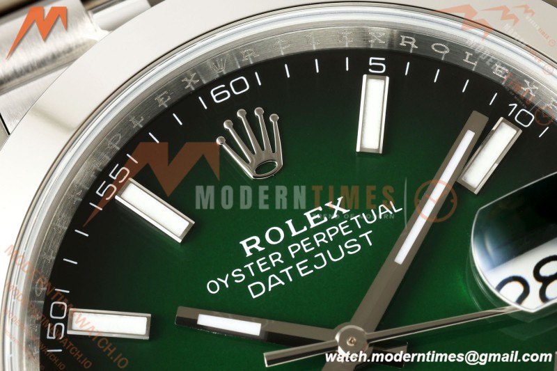 Rolex - Datejust 126334 41mm Jub Smth 904L SS/SS Ombre Green/Stk ERF JH3235 Free Sprung