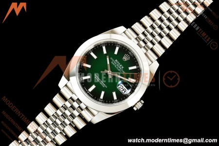 Rolex - Datejust 126334 41mm Jub Smth 904L SS/SS Ombre Green/Stk ERF JH3235 Free Sprung