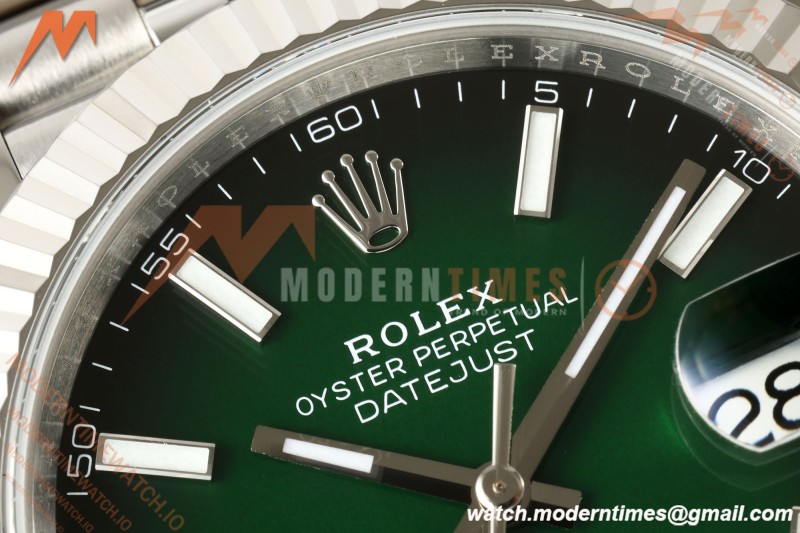 Rolex - Datejust 126334 41mm Jub Flt 904L SS/SS Ombre Green/Stk ERF JH3235 Free Sprung