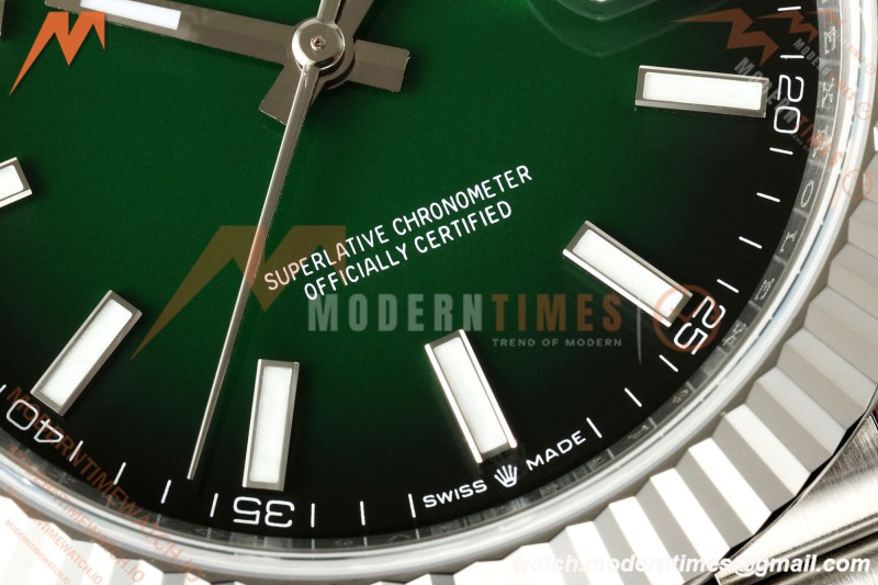 Rolex - Datejust 126334 41mm Jub Flt 904L SS/SS Ombre Green/Stk ERF JH3235 Free Sprung