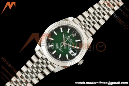 Rolex - Datejust 126334 41mm Jub Flt 904L SS/SS Ombre Green/Stk ERF JH3235 Free Sprung