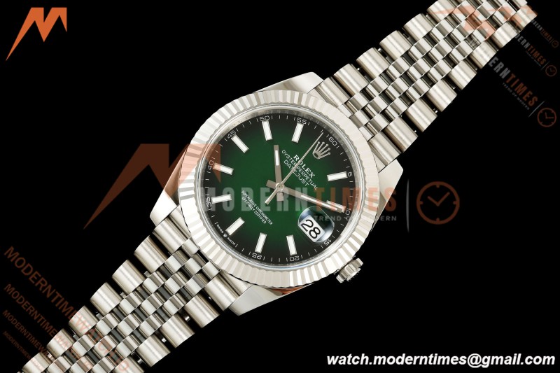 Rolex - Datejust 126334 41mm Jub Flt 904L SS/SS Ombre Green/Stk ERF JH3235 Free Sprung