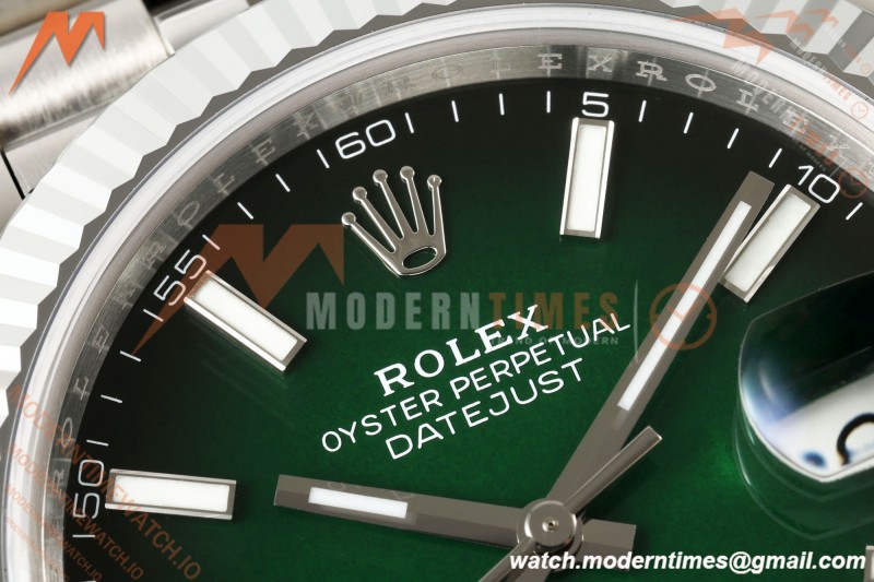 Rolex - Datejust 126334 41mm Jub Flt 904L SS/SS Ombre Green/Stk RGF JH3235 Free Sprung