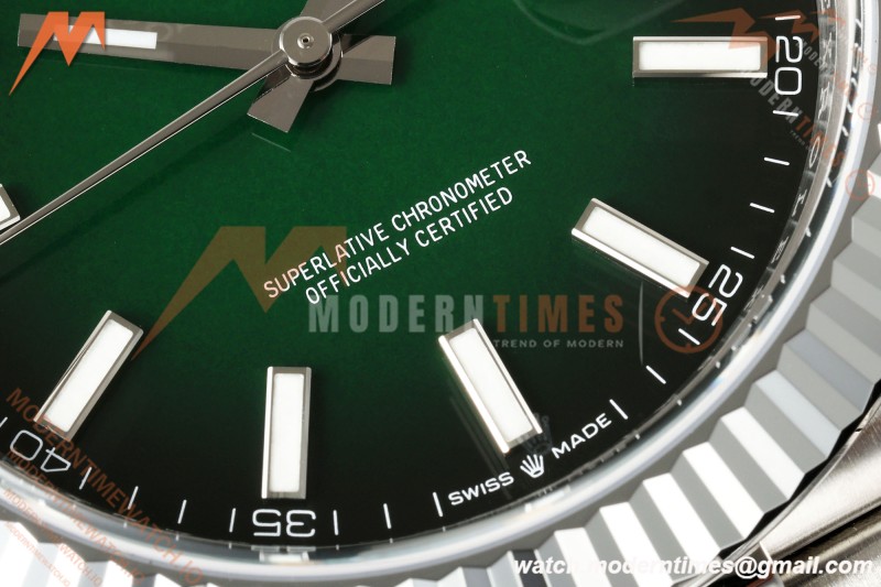 Rolex - Datejust 126334 41mm Jub Flt 904L SS/SS Ombre Green/Stk RGF JH3235 Free Sprung