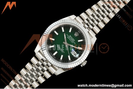 Rolex - Datejust 126334 41mm Jub Flt 904L SS/SS Ombre Green/Stk RGF JH3235 Free Sprung