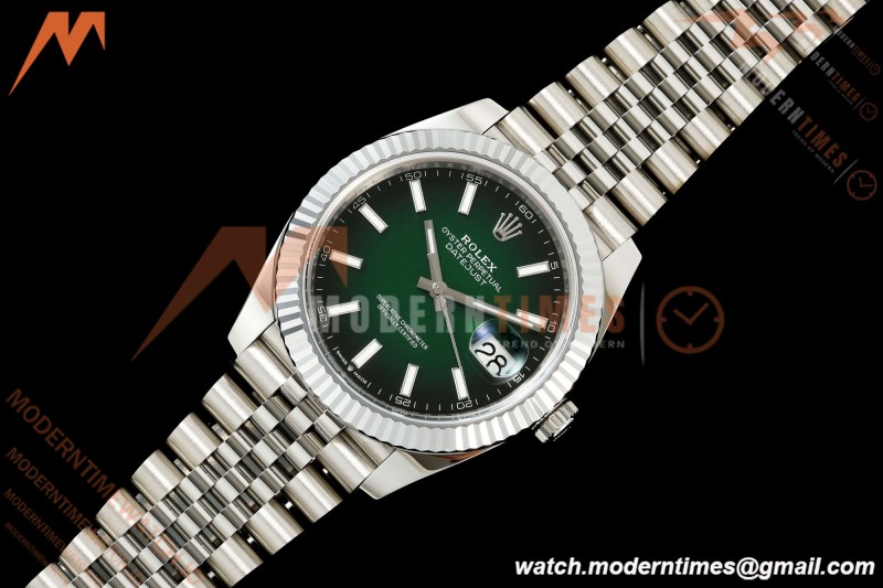 Rolex - Datejust 126334 41mm Jub Flt 904L SS/SS Ombre Green/Stk RGF JH3235 Free Sprung