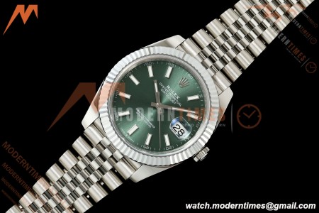 Rolex - Datejust 126334 41mm Jub Flt 904L SS/SS Mint Green/Stk RGF JH3235 Free Sprung