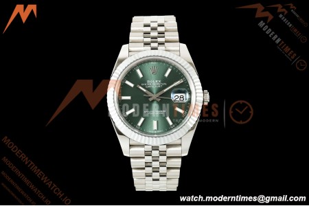 Rolex - Datejust 126334 41mm Jub Flt 904L SS/SS Mint Green/Stk RGF JH3235 Free Sprung