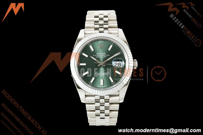 Rolex - Datejust 126334 41mm Jub Flt 904L SS/SS Mint Green/Stk RGF JH3235 Free Sprung