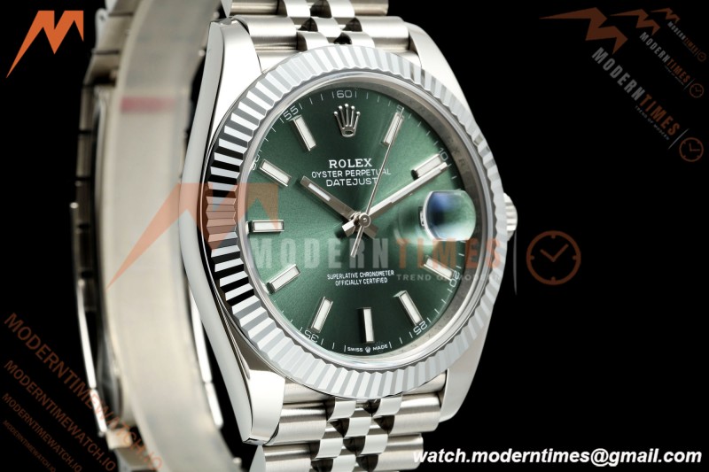 Rolex - Datejust 126334 41mm Jub Flt 904L SS/SS Mint Green/Stk RGF JH3235 Free Sprung