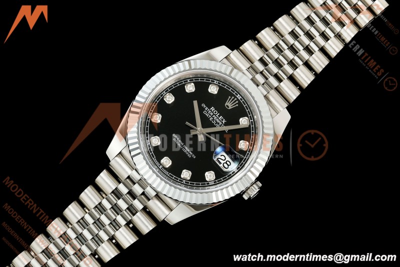 Rolex - Datejust 126334 41mm Jub Flt 904L SS/SS Blk/Dia RGF JH3235 Free Sprung