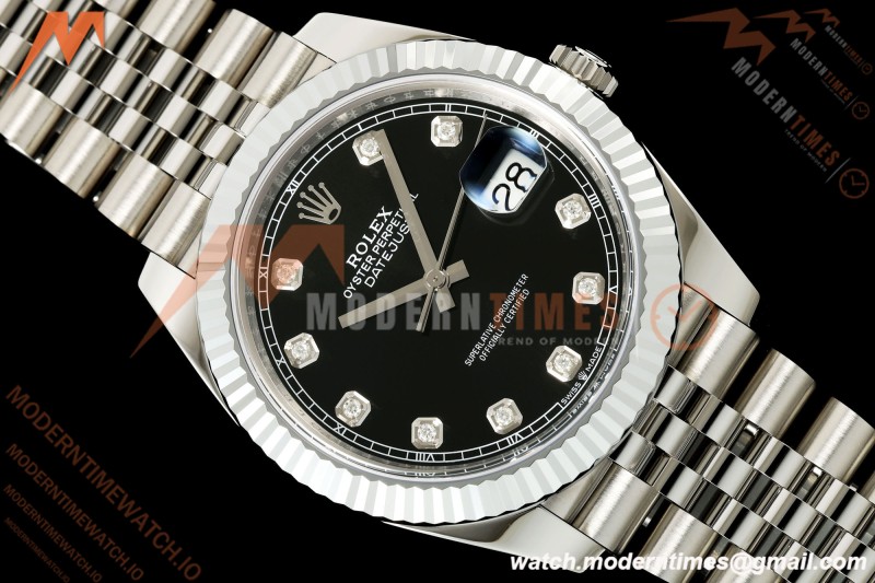 Rolex - Datejust 126334 41mm Jub Flt 904L SS/SS Blk/Dia RGF JH3235 Free Sprung