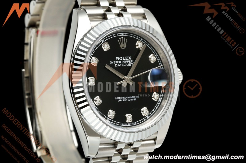 Rolex - Datejust 126334 41mm Jub Flt 904L SS/SS Blk/Dia RGF JH3235 Free Sprung