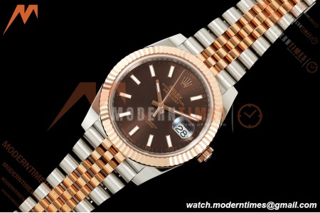 Rolex - Datejust 126331 41mm 904L Jub Flt RG/SS Brn/Stk RCF JH3235