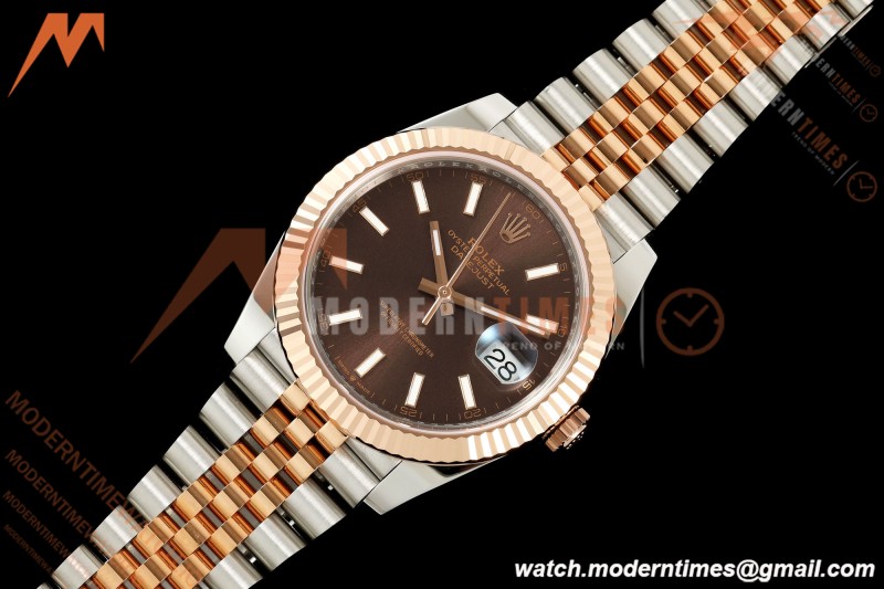 Rolex - Datejust 126331 41mm 904L Jub Flt RG/SS Brn/Stk RCF JH3235