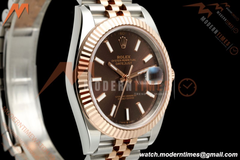 Rolex - Datejust 126331 41mm 904L Jub Flt RG/SS Brn/Stk RCF JH3235