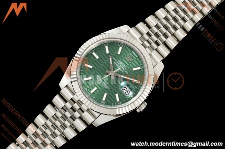 Rolex - Datejust 126334 41mm Jub Flt 904L SS/SS Green Textured/Stk RCF JH3235