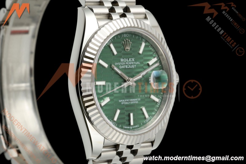 Rolex - Datejust 126334 41mm Jub Flt 904L SS/SS Green Textured/Stk RCF JH3235