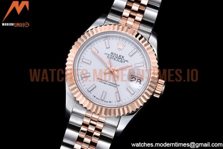 Rolex - DJ Ladies 28mm Jub Flt 904L RG/SS White/Stk GMF A2671