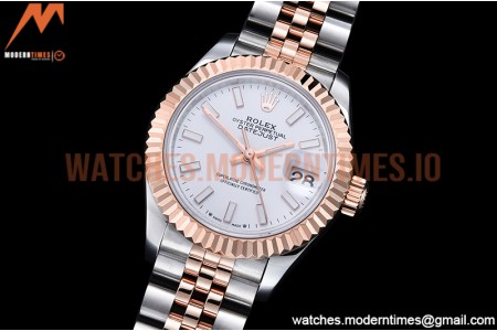 Rolex - DJ Ladies 28mm Jub Flt 904L RG/SS White/Stk GMF A2671