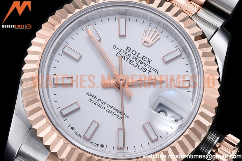 Rolex - DJ Ladies 28mm Jub Flt 904L RG/SS White/Stk GMF A2671