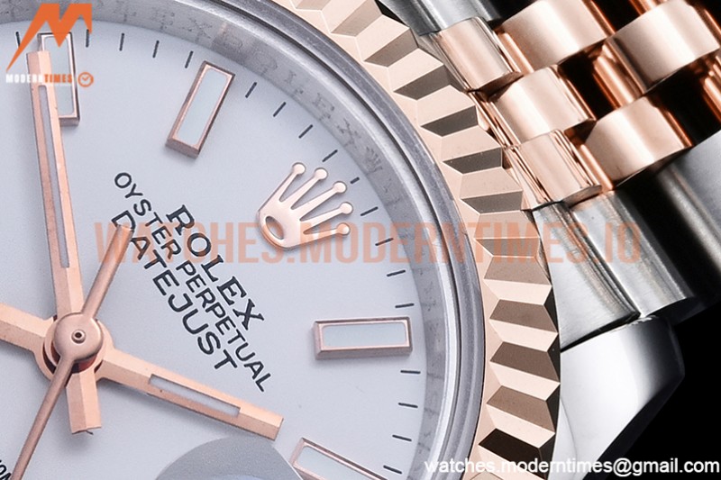 Rolex - DJ Ladies 28mm Jub Flt 904L RG/SS White/Stk GMF A2671