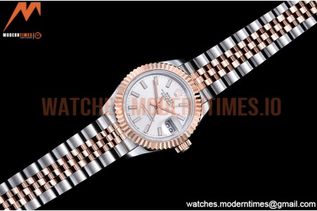 Rolex - DJ Ladies 28mm Jub Flt 904L RG/SS Silv/Stk GMF A2671