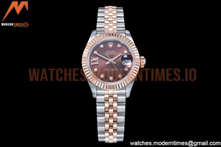 Rolex - DJ Ladies 28mm Jub Flt 904L RG/SS Brn/S-Dia GMF A2671