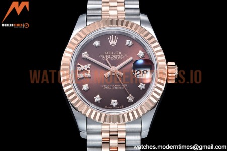 Rolex - DJ Ladies 28mm Jub Flt 904L RG/SS Brn/S-Dia GMF A2671