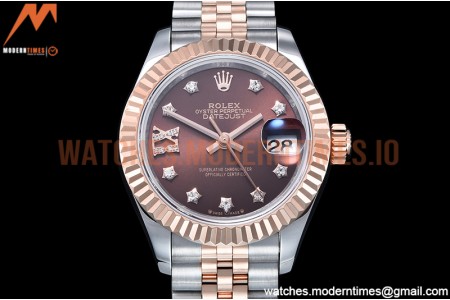Rolex - DJ Ladies 28mm Jub Flt 904L RG/SS Brn/S-Dia GMF A2671
