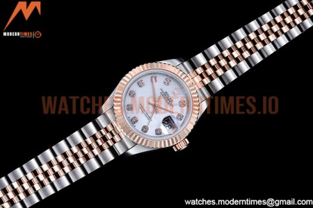 Rolex - DJ Ladies 28mm Jub Flt 904L RG/SS M-Wht/Dia GMF A2671