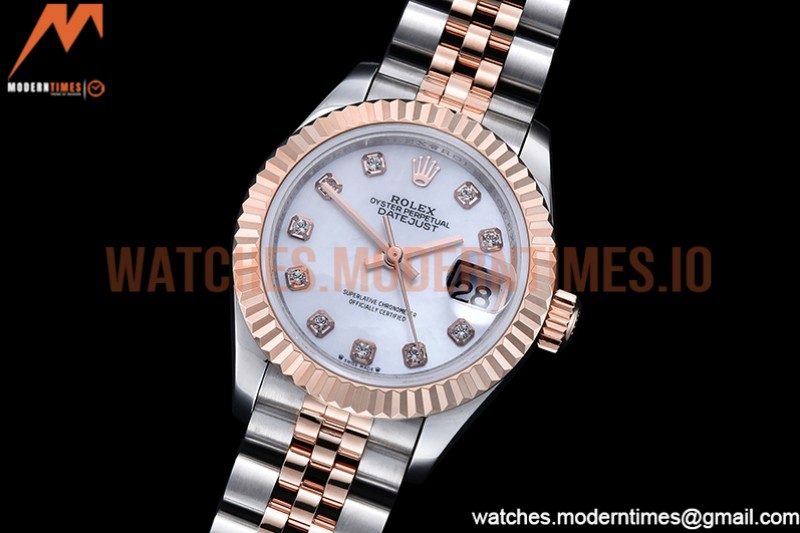Rolex - DJ Ladies 28mm Jub Flt 904L RG/SS M-Wht/Dia GMF A2671
