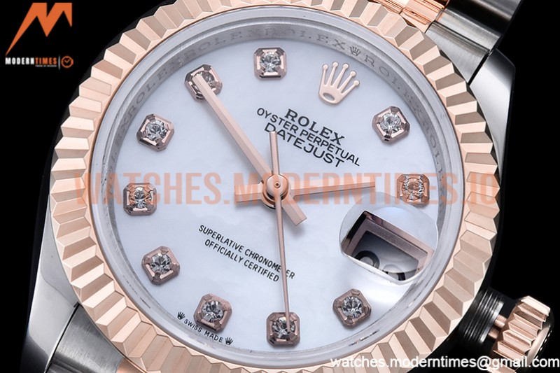 Rolex - DJ Ladies 28mm Jub Flt 904L RG/SS M-Wht/Dia GMF A2671
