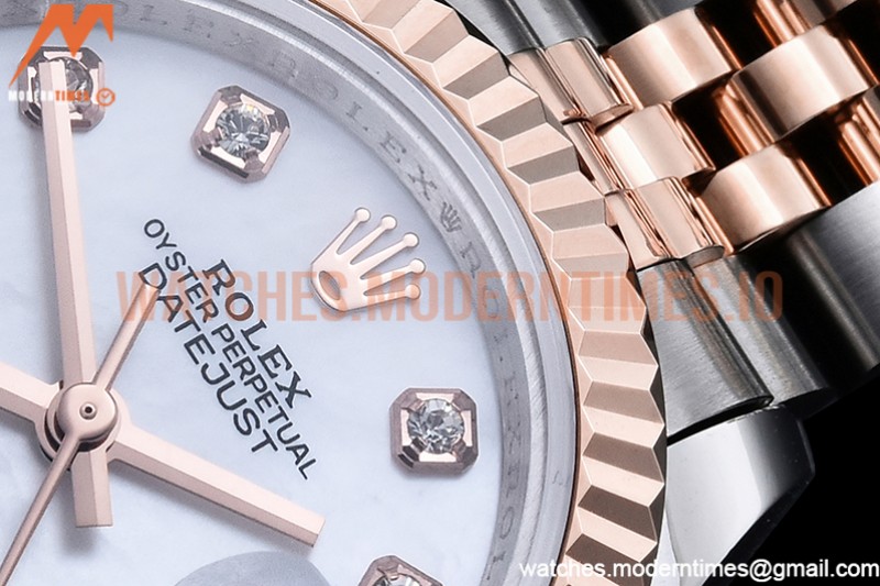 Rolex - DJ Ladies 28mm Jub Flt 904L RG/SS M-Wht/Dia GMF A2671