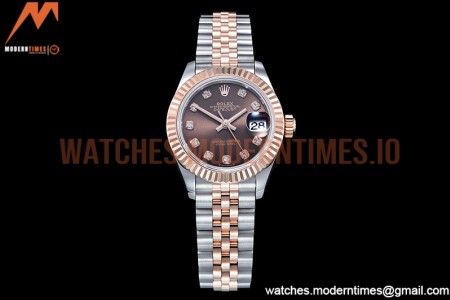 Rolex - DJ Ladies 28mm Jub Flt 904L RG/SS Brown/Dia GMF A2671