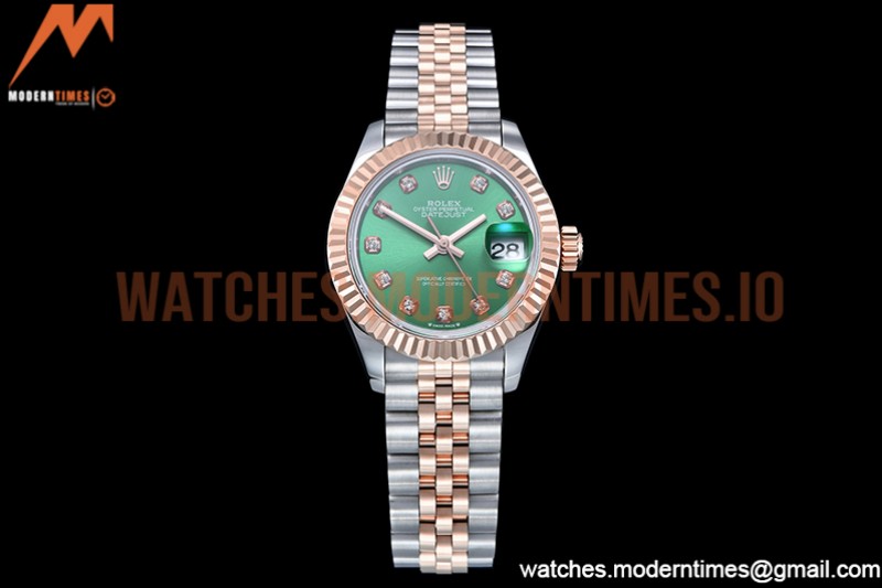 Rolex - DJ Ladies 28mm Jub Flt 904L RG/SS Green/Dia GMF A2671