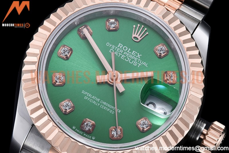 Rolex - DJ Ladies 28mm Jub Flt 904L RG/SS Green/Dia GMF A2671