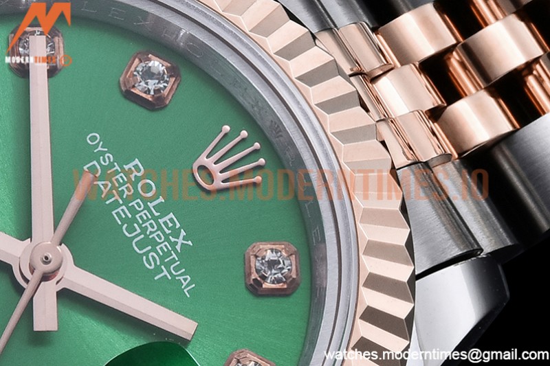 Rolex - DJ Ladies 28mm Jub Flt 904L RG/SS Green/Dia GMF A2671