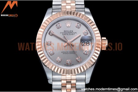 Rolex - DJ Ladies 28mm Jub Flt 904L RG/SS Silv/Dia GMF A2671