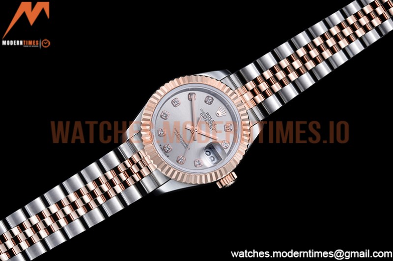 Rolex - DJ Ladies 28mm Jub Flt 904L RG/SS Silv/Dia GMF A2671
