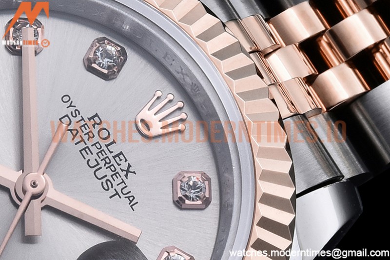 Rolex - DJ Ladies 28mm Jub Flt 904L RG/SS Silv/Dia GMF A2671
