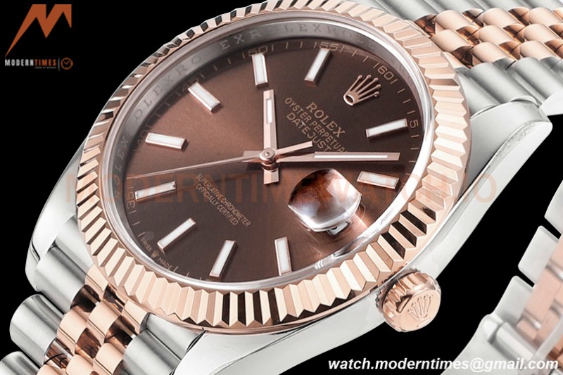Rolex - DJ2 41mm 126331 Jub Flt 316L RG/SS Chocolate/Stk A+F VR3235