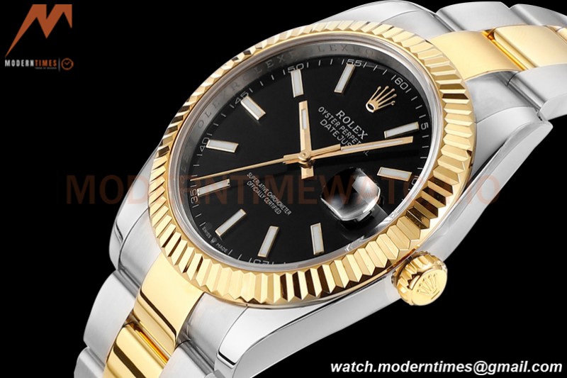 Rolex - DJ2 41mm 126333 Oys Flt 316L YG/SS Black/Stk A+F VR3235
