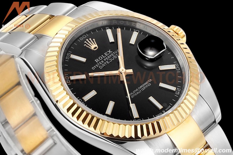 Rolex - DJ2 41mm 126333 Oys Flt 316L YG/SS Black/Stk A+F VR3235
