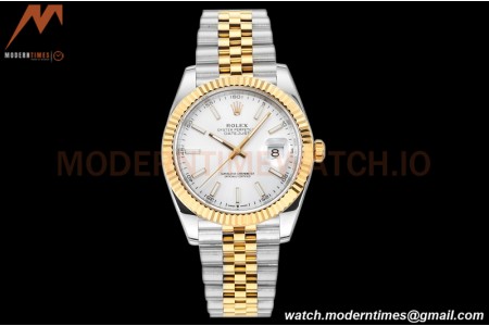 Rolex - DJ2 41mm 126333 Jub Flt 316L YG/SS Wht/Stk A+F VR3235